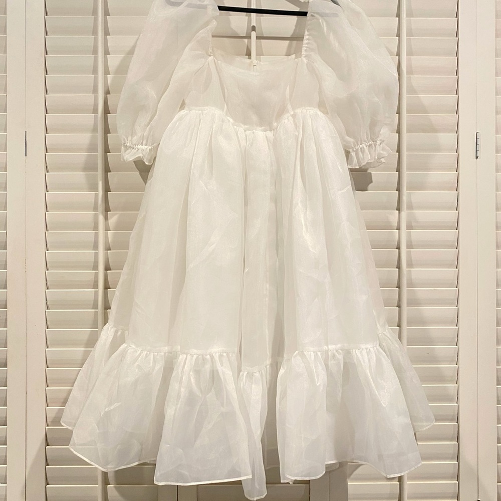 Selkie Puff Sleeve Dress - White